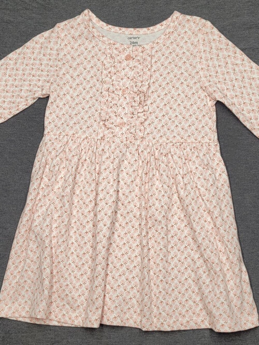 Infant girl dress, Carters, size 24m pink and white new with tags Flower Pattern
